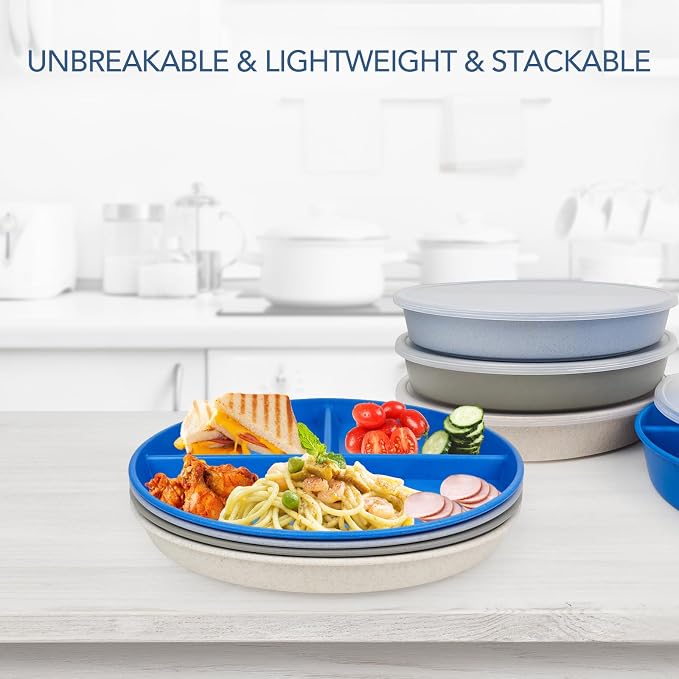9 Inch 4PCS Unbreakable Portion Control Plates, Divided Plates - Image 5