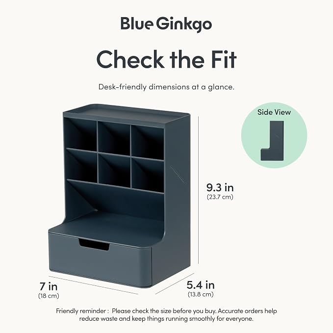 BLUE GINKGO Hive Pen Desk Organizer, Made in Korea | 6 Compartments. Full - Image 3