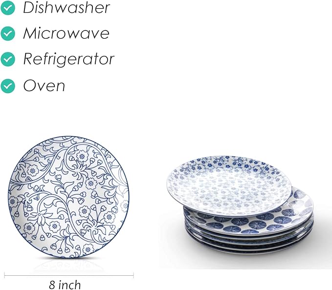 Selamica 8 inch Porcelain Dinner Plates, Large Size Serving Plate - Image 2