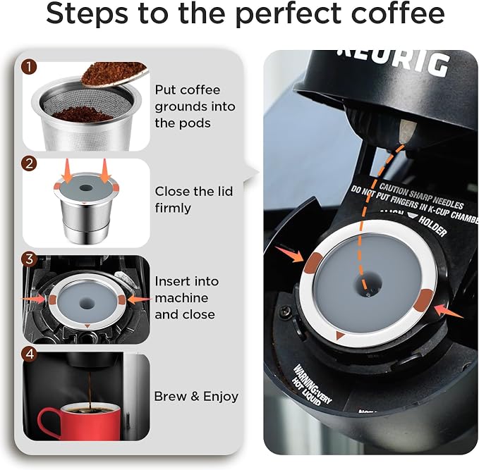 Reusable k Cup Coffee Filters, Universal stainless steel Refillable k Cups - Image 5