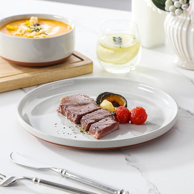 MALACASA Plates and Bowls Sets, 12 Pieces Modern Stoneware Dinnerware Set - Image 8