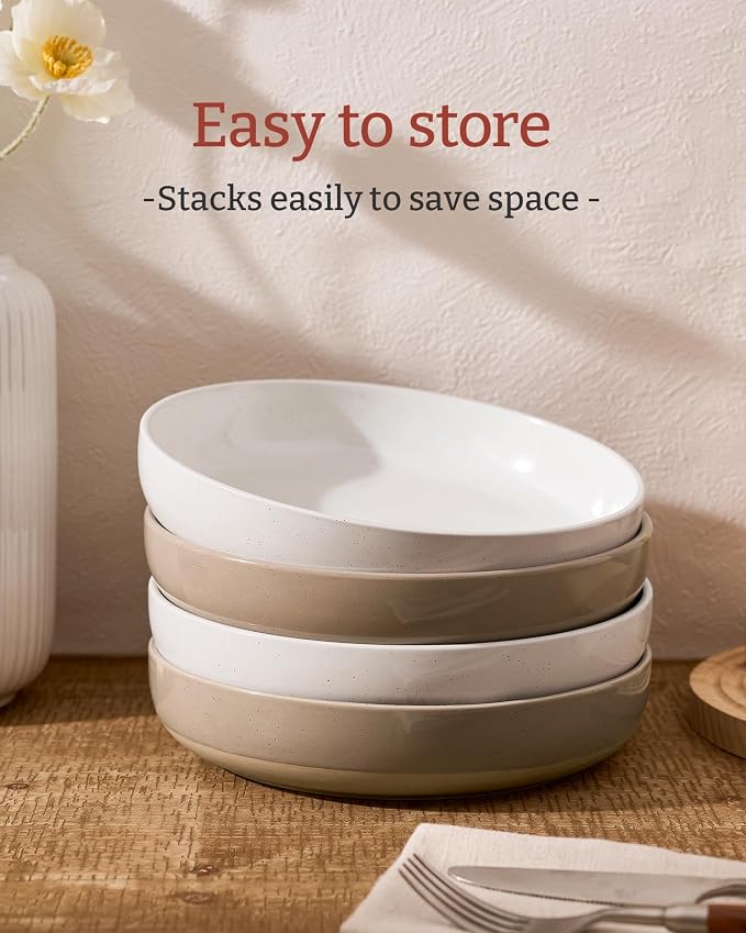 famiware Milkyway 33 oz Pasta Bowls Set of 4, Dishwasher & Microwave Safe - Image 3