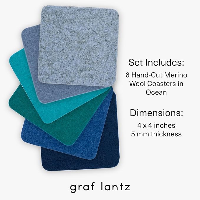 Graf Lantz - Bierfilzl Merino Wool Square Coasters Set of 6 - Ocean - Absorbs - Image 4