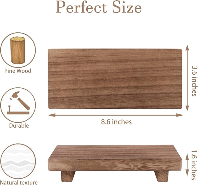 Wood Bathroom Tray Farmhouse Decor Kitchen Soap Holder, 8.7"x3.6" Brown | - Image 4