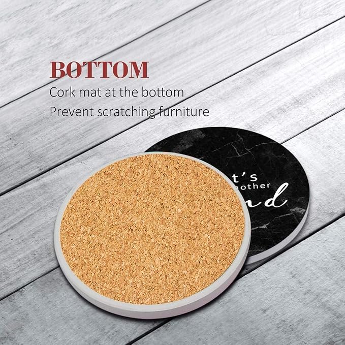 Coasters for Drinks, Ceramic Stone Black Marble | Absorbent Round Table Mat - Image 5
