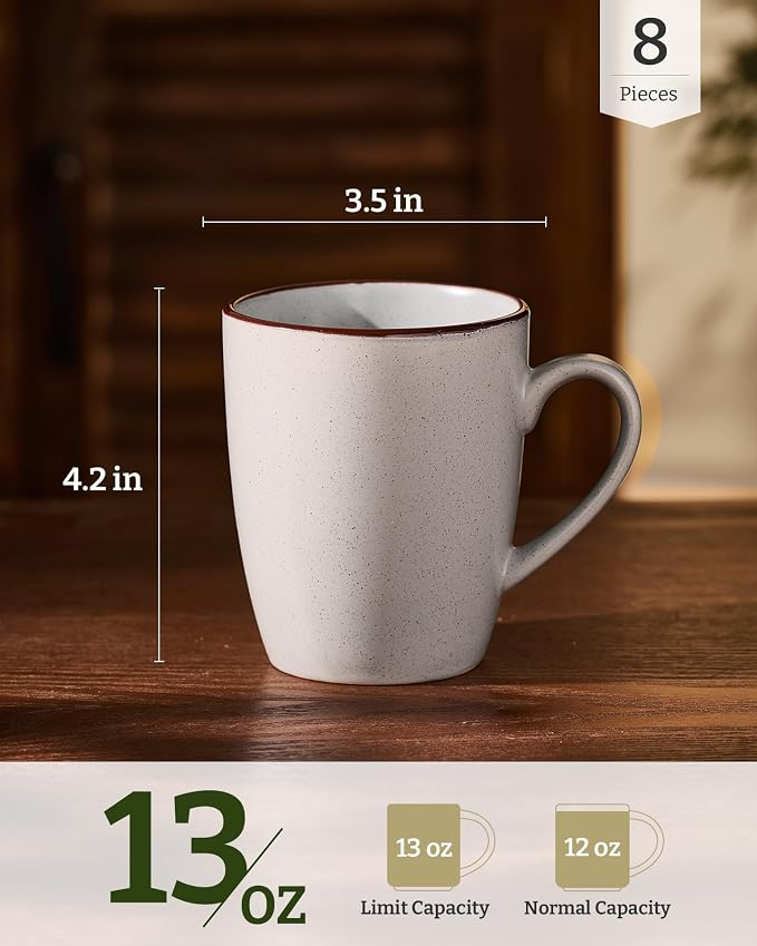 famiware Venus Coffee Mugs Set of 8, 13 oz Ceramic Stoneware Mug Cup Set | - Image 4