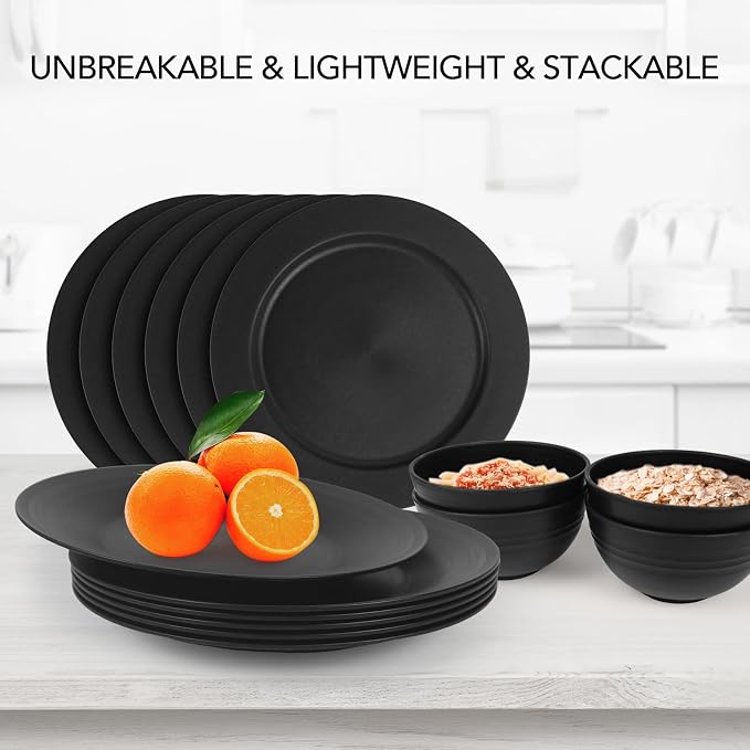 10inch/6pcs Dishwasher & Microwave Safe Wheat Straw Plates, Alternative - Image 3