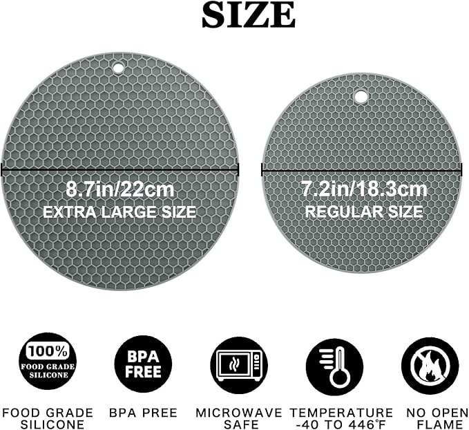 Silicone Trivet Mats, 2 Sizes 7 & 9 Inch Heat Resistant Silicone Hot Pads Pot - Image 6