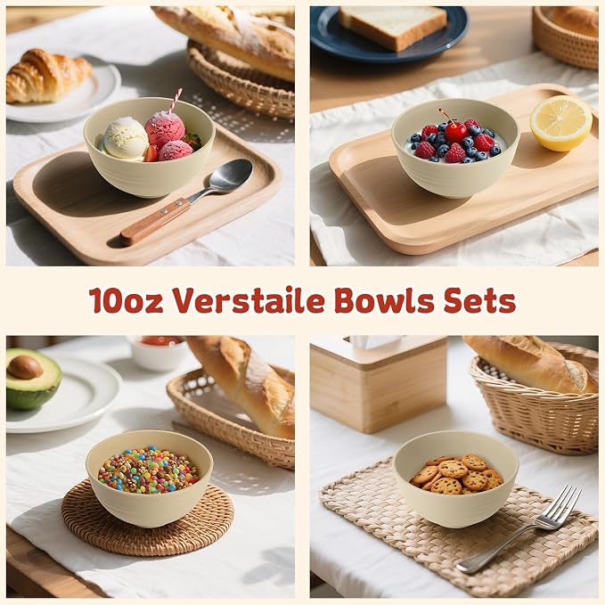 Small Wheat Straw Bowls Sets of 6, Dishwasher Safe and Microwave Safe Snack - Image 4