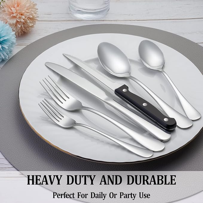 48 Pcs Silverware Set with Steak Knives - Image 7