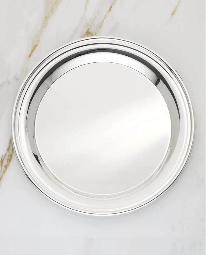 Reed & Barton Derby Silverplate Round Serving Tray, Coffee Table Decor | hand - Image 3