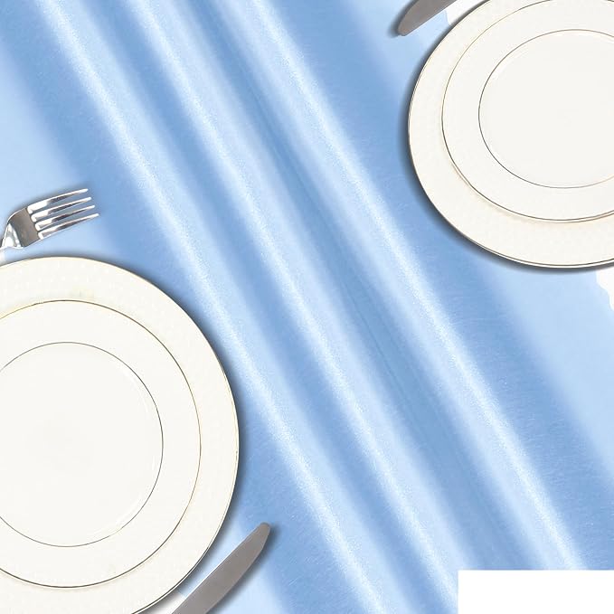 VACVELT Light Blue Satin Table Runners, 12x72 Inch, 6 Pack, Scalloped Edge | - Image 5