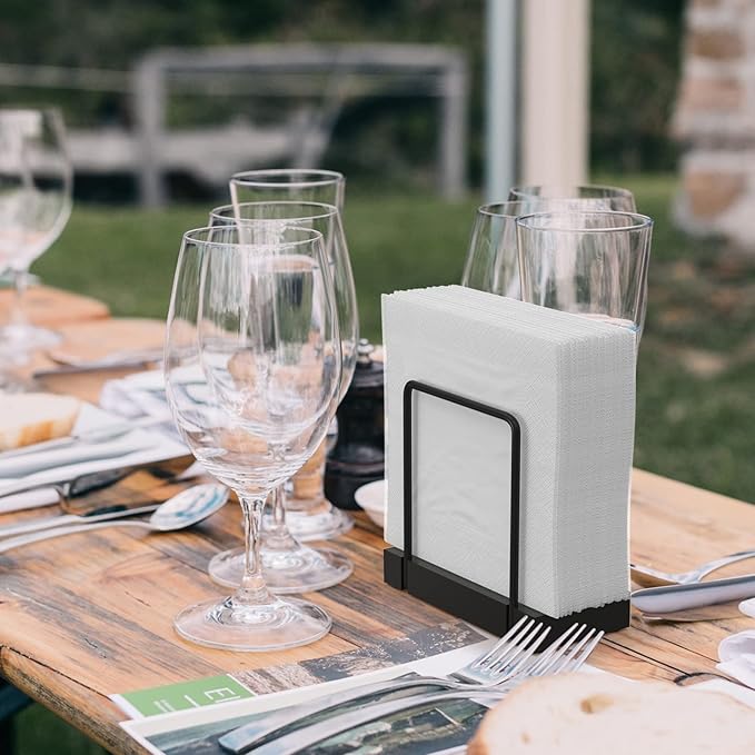 Wican Napkin Holder for Table, Bamboo Iron Standing Napkin Dispenser | Kitchen - Image 4