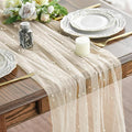 Artoid Mode 10PCS Pearl Beige Gauze Table Runner 120 Inch 10FT, Seasonal Sheer by ArtoidMode