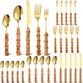 Eboot Bamboo Silverware Set 18/8 Stainless Steel Tableware Set Natural Utensil by eBoot