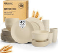 Dinnerware Sets 40 PCS Wheat Straw Plates and Bowls Sets by Perlapoc
