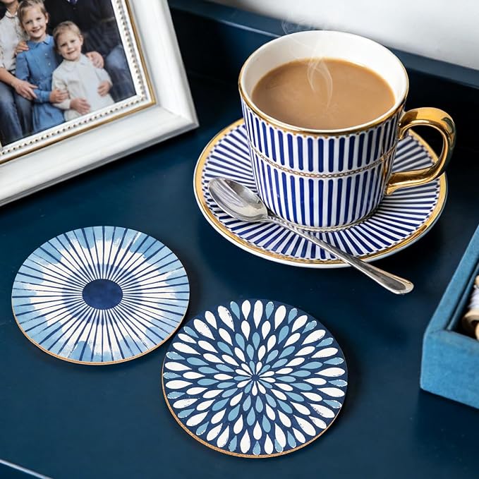 10pcs Coasters for Drinks Abstract Art Absorbent Coasters Set Round Tabletop - Image 7