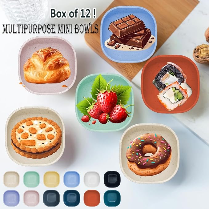 SHECIPIN 12 Pack Mini Square Dinnerware Bowls - Image 5