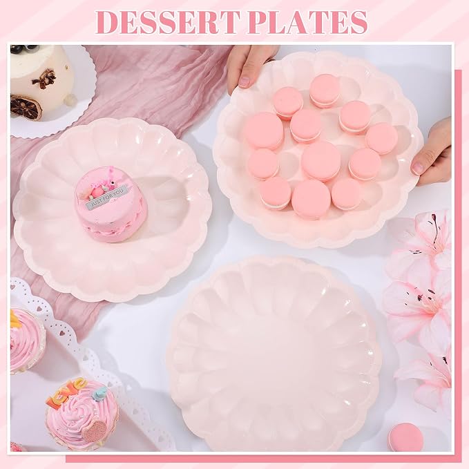 NatNarr 30 Pcs Pink Paper Plates 9.5 In Light Pink Plates Disposable | Heavy - Image 5