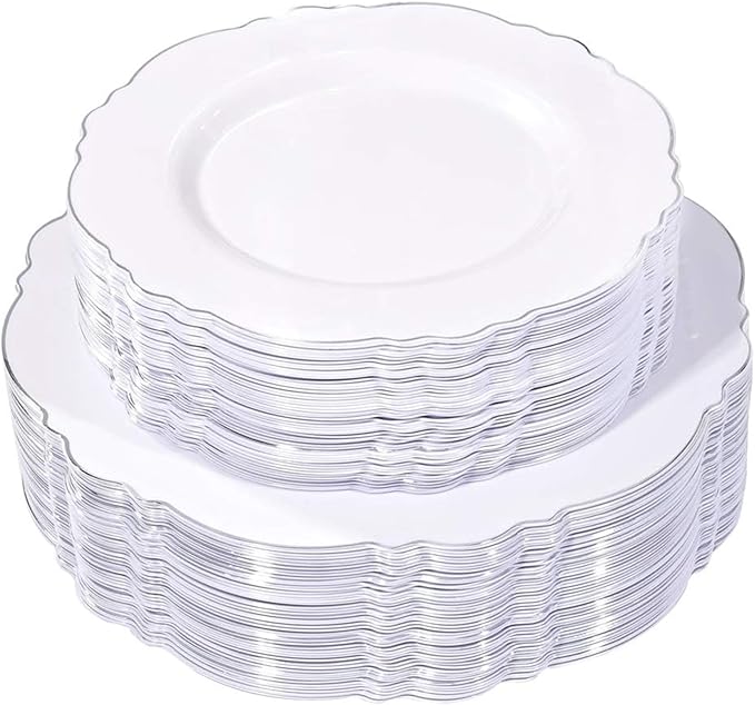 100pcs Silver Plastic Plates by WDF