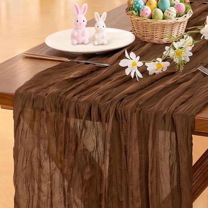Cheesecloth Table Runner Summer Boho Wedding Birthday Party Home Decor | Brown by Socomi