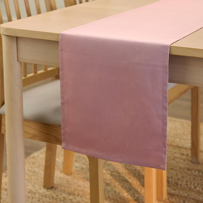 Encasa XO Table Runner, Cotton Canvas Dining Runner 13"x59" | Mauve, 180 GSM by EncasaXO