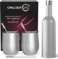 CHILLOUT LIFE 12 oz Stainless Steel Wine Tumblers 2 Pack & 1 Insulated Wine by CHILLOUTLIFE