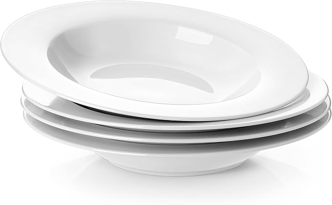 Y YHY Soup Bowls, Pasta Bowl Set of 4, Porcelain Rimmed Bowls, 8 Inches Diameter by YYHY