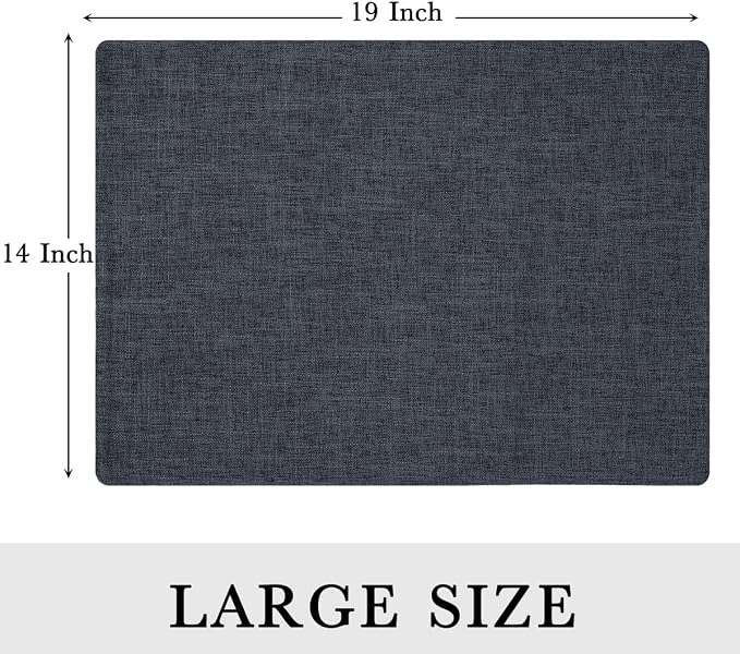 Faux Cotton Linen Placemats Set of 6, Cloth Washable Farmhouse Dining Table Mats - Image 7