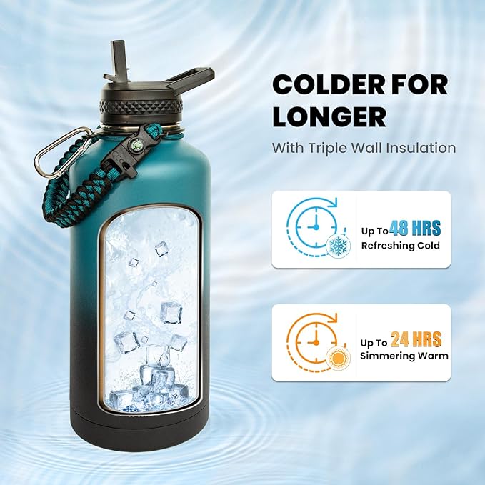 RAYMYLO Insulated Water Bottle 87 oz, Triple Wall Vacuum Stainless Steel | - Image 2