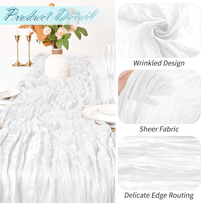 30 Pack White Cheesecloth Table Runner 17 x 108 inch Cheese Cloth Table Runners - Image 3