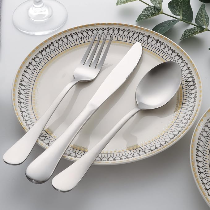 60 Piece Silverware Set for 12, LIANYU Stainless Steel Flatware Cutlery Set - Image 4