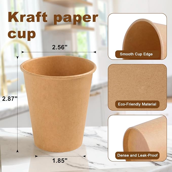 BYSNOW 600 Pack 5 oz Kraft Paper Cups, Small Disposable Bathroom Cups | - Image 3
