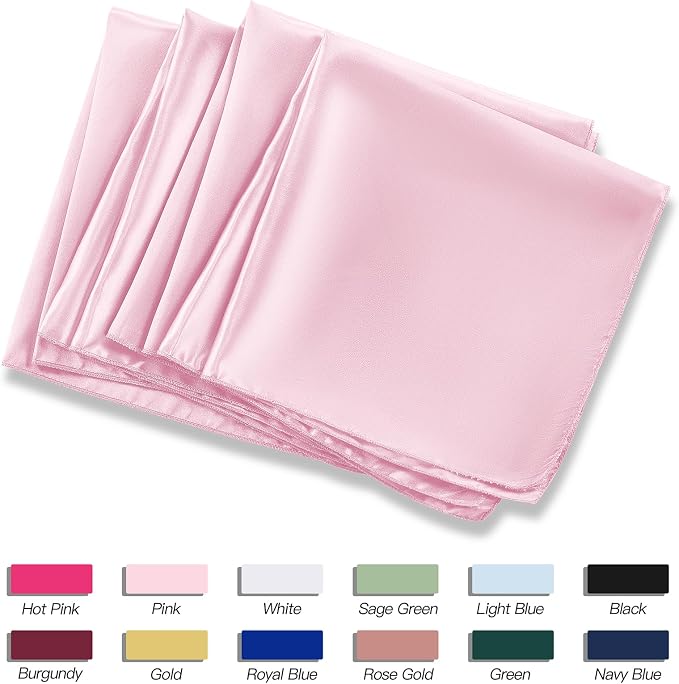 P Pothuiny 12 Pcs Pink Satin Napkins 17 x 17 Inch, Satin Cloth Napkins | Square - Image 6
