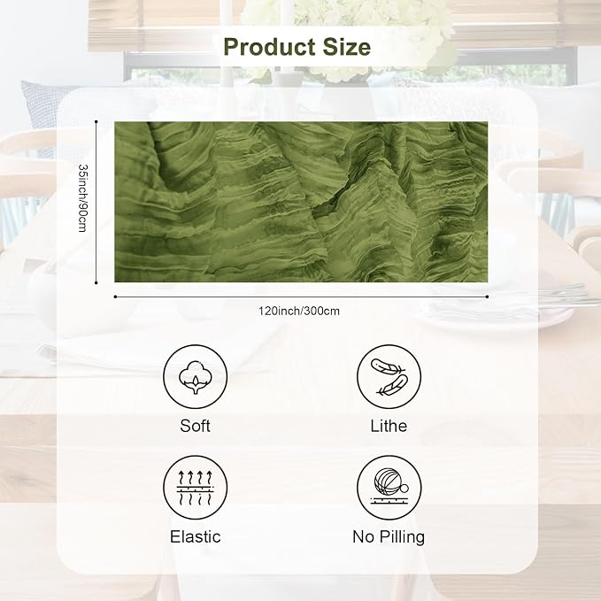 20 Pack Olive Green Cheesecloth Table Runner 35x120 Inch 10Ft Rustic Gauze - Image 5