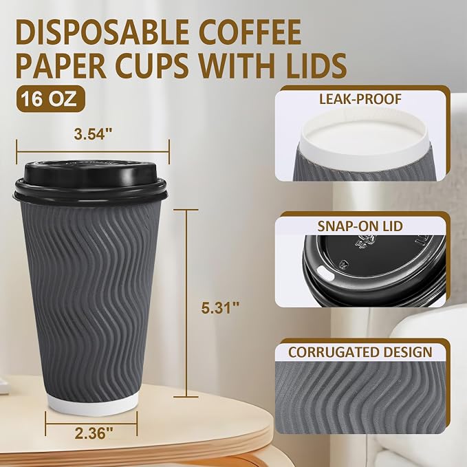 Clawsoff 500 Pack 16 oz Disposable Insulated Coffee Cups - Image 2