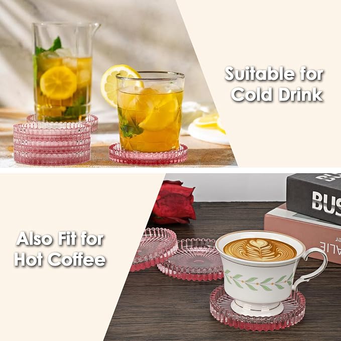 Modern Clear Coaster Set of 5- Glass Coasters - Image 5