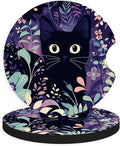 2pcs Cute Black Cat Car Coasters, Absorbent Universal neoprener Cup Holder by Unknown