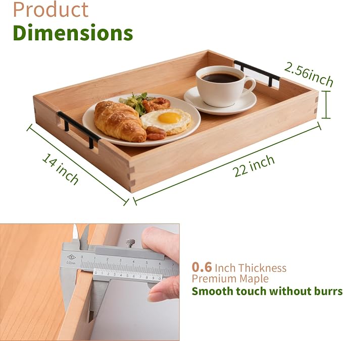 Large Ottoman Tray, Maple Wooden Serving Tray - Image 6