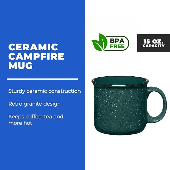Set of 8 Ceramic Campfire Mugs – 15 Oz, Camping – Customizable - Image 2