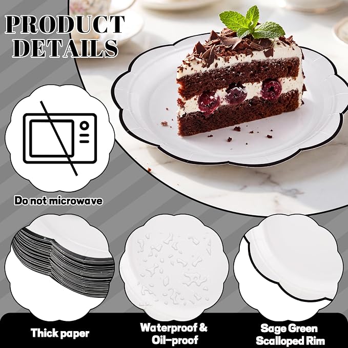 NatNarr 30 Pcs Black and White Paper Plates, 9 Inch White Plates - Image 3