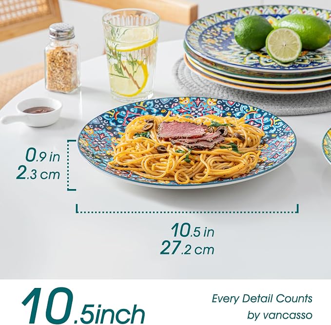 vancasso Ceramic Dinner Plates Set of 6, 10.5 Inch, Microwave Safe | Salad - Image 2