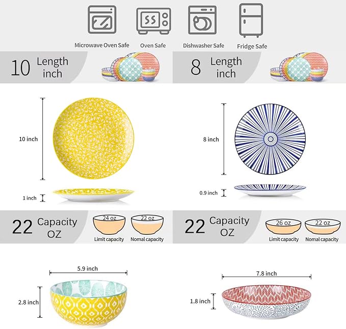 Selamica Ceramic Dinnerware Sets, 16 Pieces Dishes Set - Image 3