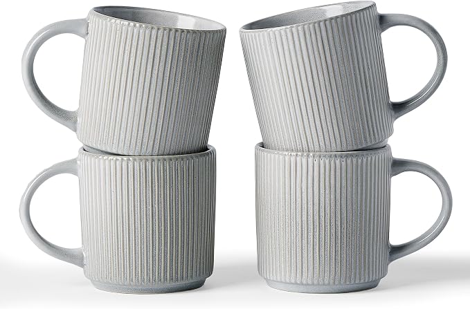 famiware Coffee Mug Set for 4, Star 12 oz Catering Mugs Cup Set by Famiware