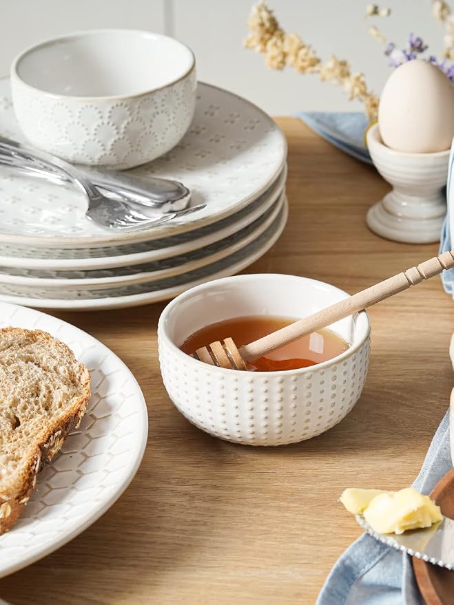 LE TAUCI 3.5 Inch Small Bowls, TINY Embossed Ceramic Dip Bowls, Sauce Dishes - Image 2