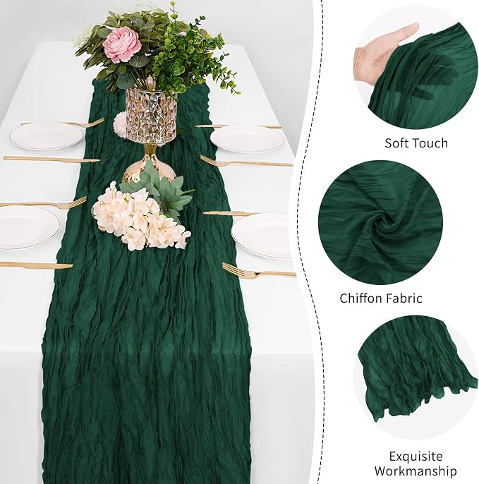 12 Pack Emerald Green Cheesecloth Table Runner 17 x 108 Inch Gauze Table Runner - Image 5