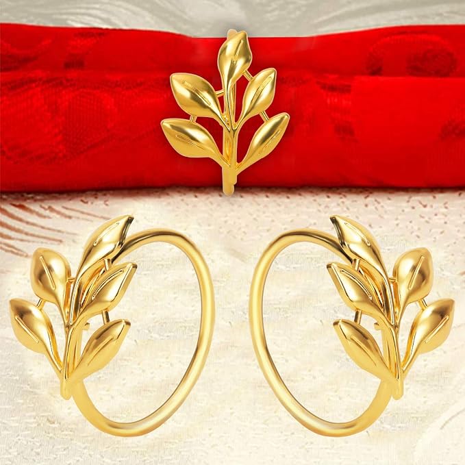 KPOSIYA Set of 300 Leaf Napkin Rings Metal Gold Napkin Holder Table Napkin Rings - Image 7