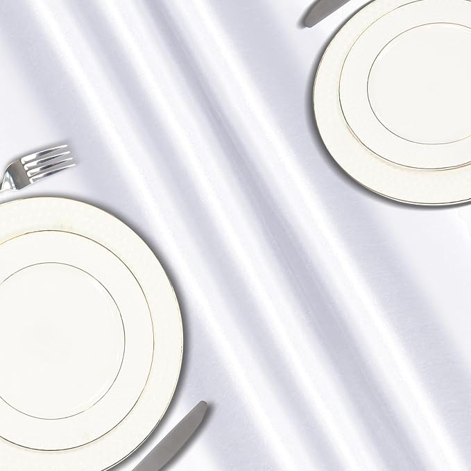 VACVELT White Satin Table Runners, 12x72 Inch, 12 Pack, Scalloped Edge | Silky - Image 5