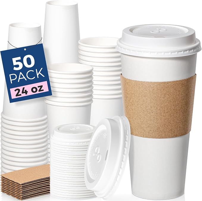 Fit Meal Prep 50 Pack 24 oz Disposable Coffee Cups by FMPBRANDS