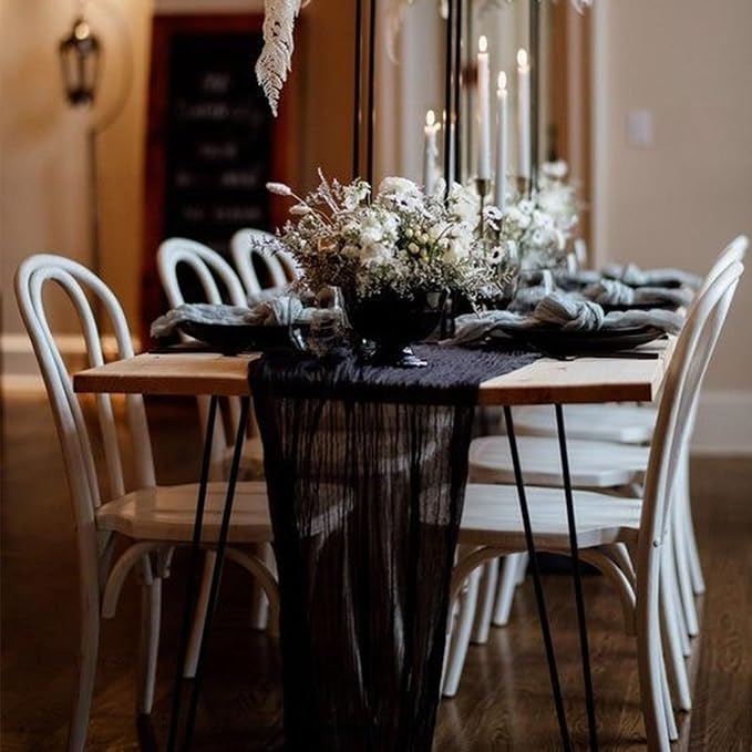 12Pack Black Cheesecloth Table Runner 20 x 120 inch Gauze Table Runners | Boho - Image 7